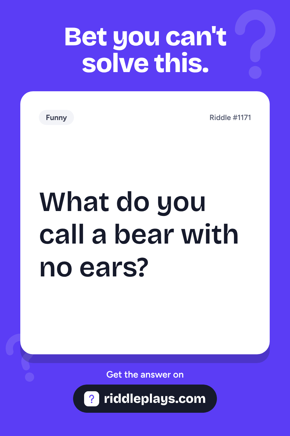 Funny Riddle: What do you call a bear with no ears?