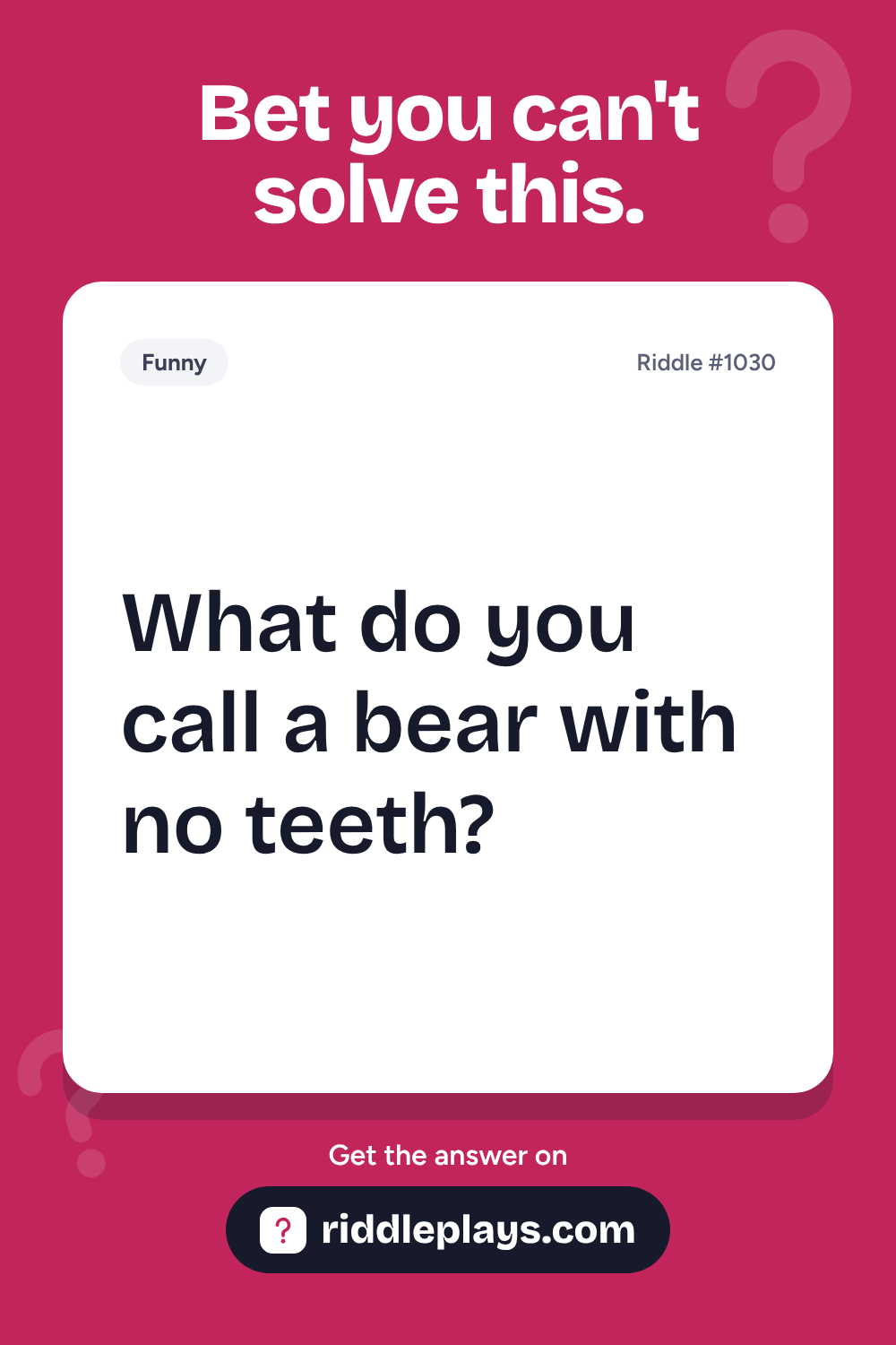 Funny Riddle: What do you call a bear with no teeth?