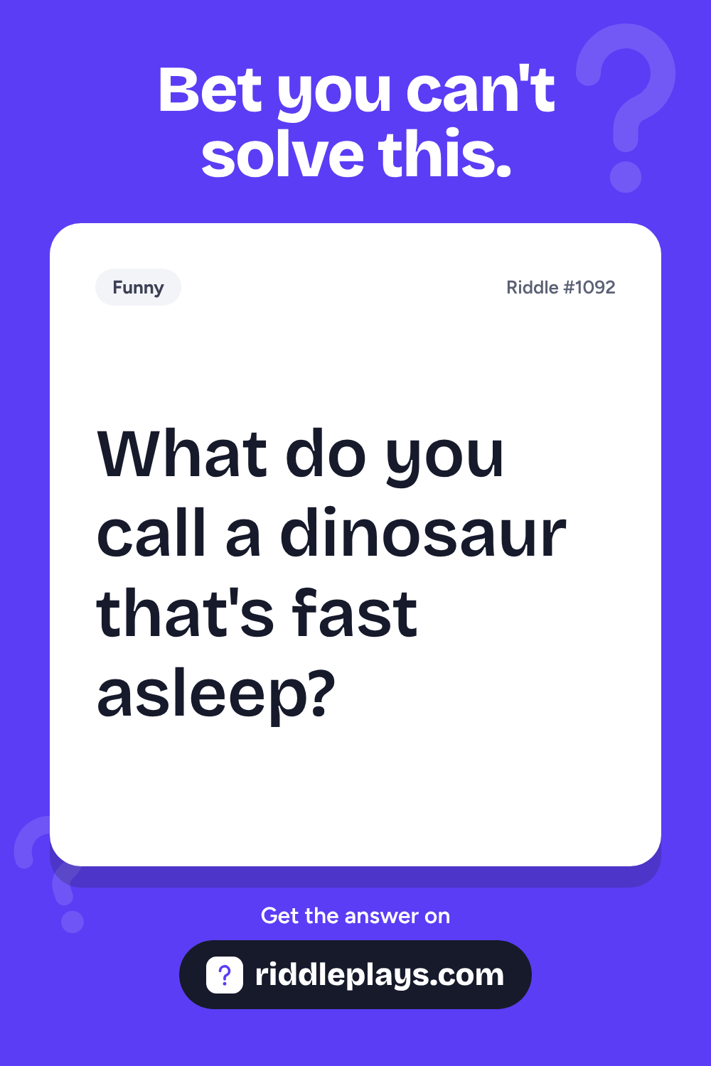 Funny Riddle: What do you call a dinosaur that's fast asleep?