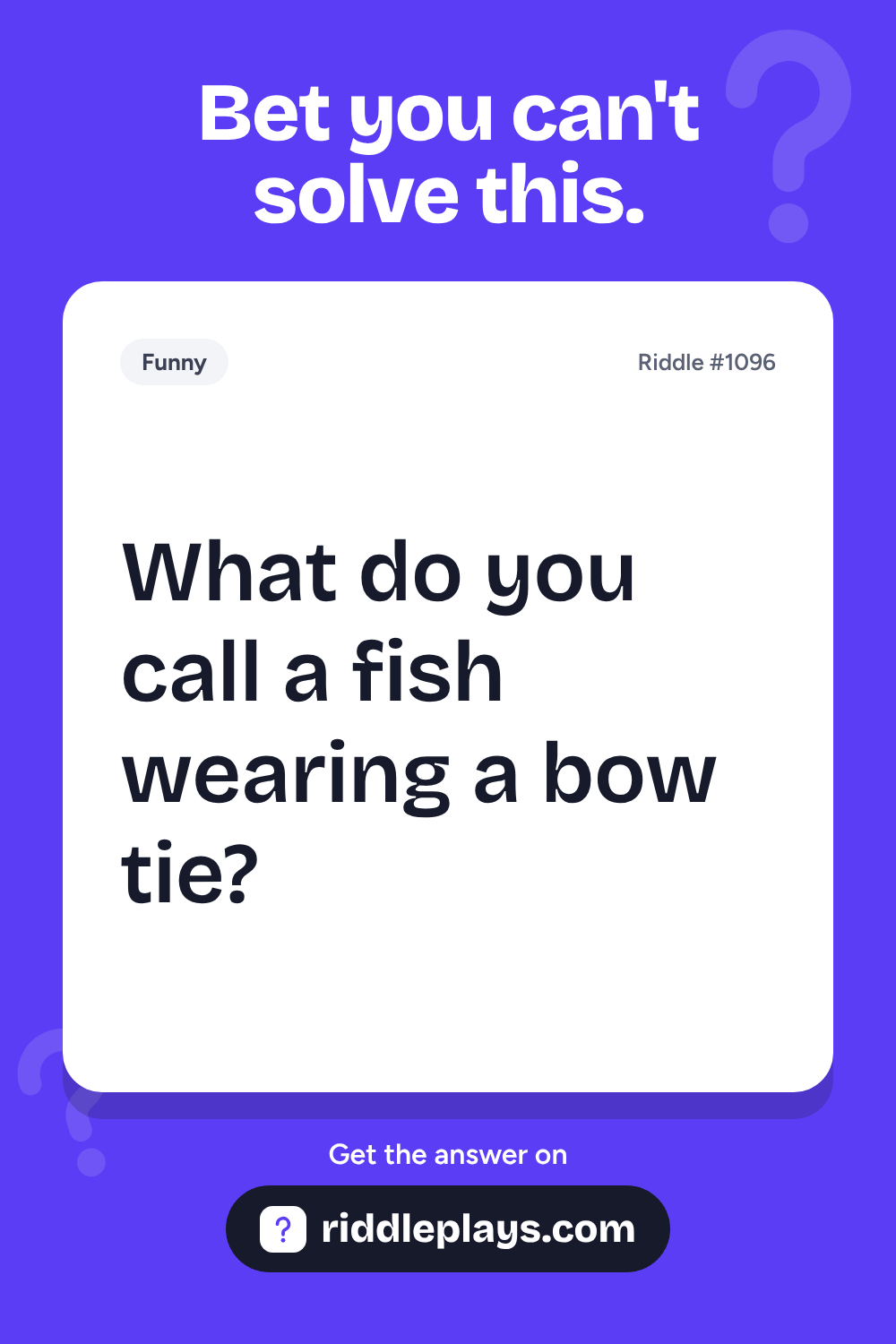 Funny Riddle: What do you call a fish wearing a bow tie?