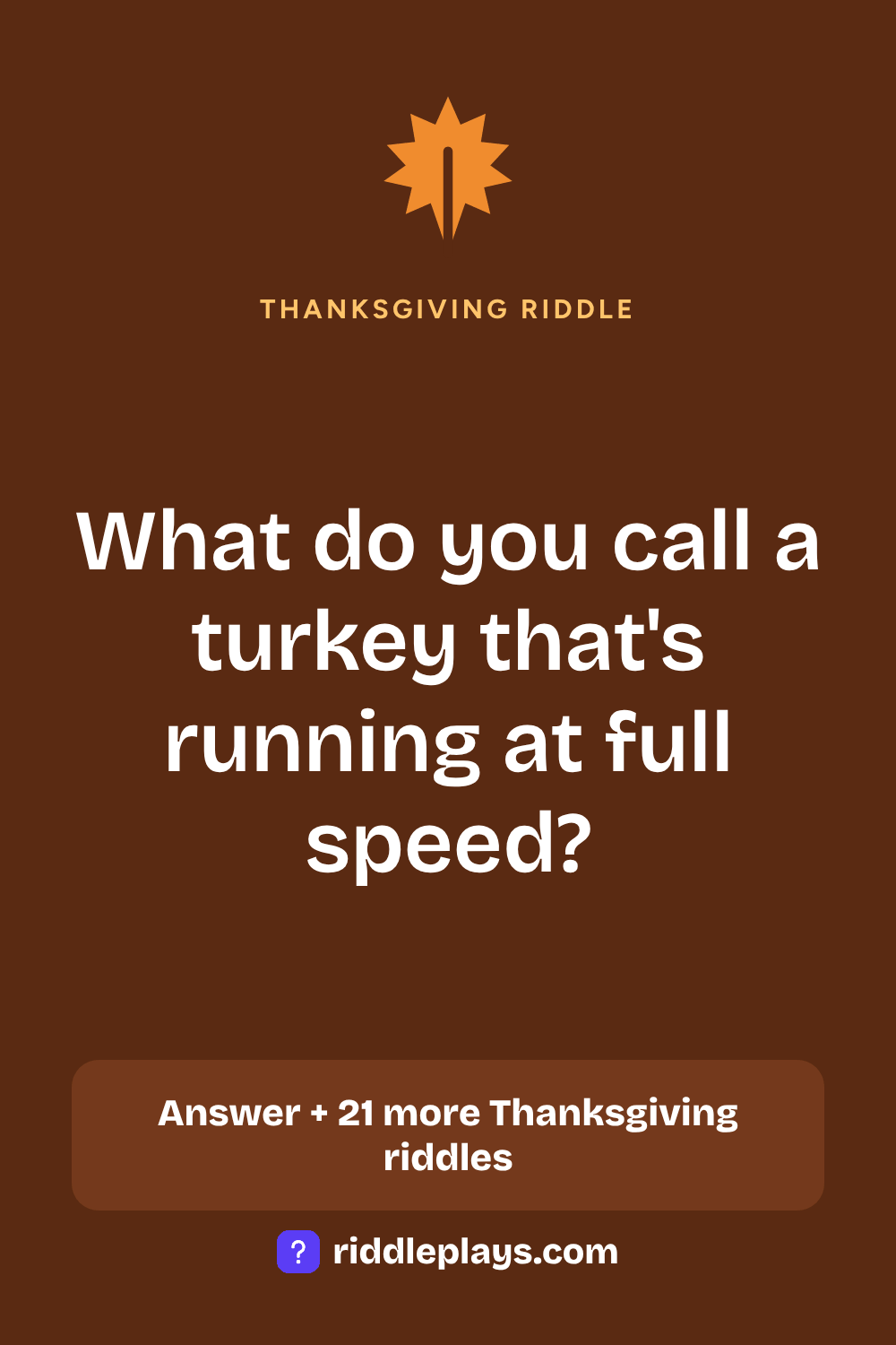 Thanksgiving Riddle: What do you call a turkey that's running at full speed?
